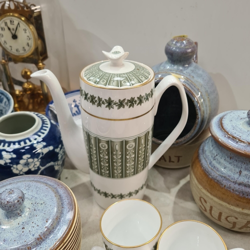 386 - Ceramics and Metalware including, a Muffin Dish, plated Teapot, two Ginger Jars (missing covers), a ... 