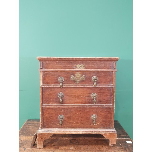 47 - An 18th Century oak Commode with dummy drawers raised on bracket feet A/F 1ft 9in H x 1ft 6in W (R7)