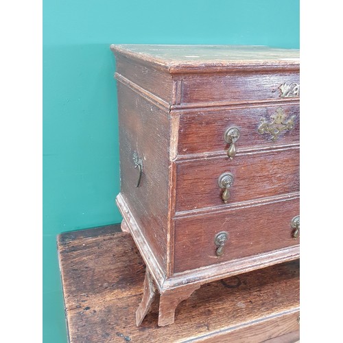 47 - An 18th Century oak Commode with dummy drawers raised on bracket feet A/F 1ft 9in H x 1ft 6in W (R7)