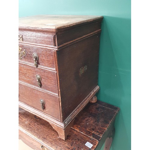 47 - An 18th Century oak Commode with dummy drawers raised on bracket feet A/F 1ft 9in H x 1ft 6in W (R7)