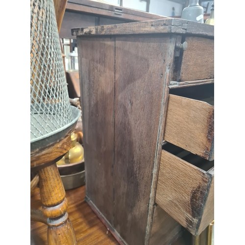 30 - An antique oak Chest of two short and three long drawers A/F 2ft 5in W x 2ft 1in H (R3)