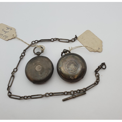 151 - Two open faced silver cased Pocket Watches and a silver Watch Albert