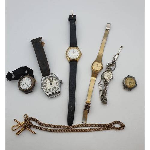 153 - A small collection of quartz and other Wristwatches and a gilt metal Albert