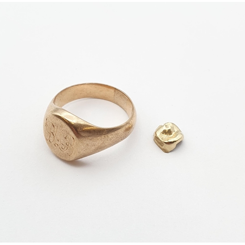 167 - A gold Signet Ring engraved monogram and a gold filling, approx 13.30gms