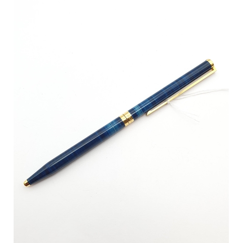 195 - A Dupont retractable roller ball Pen with blue lacquered finish