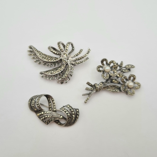 215 - Three various Brooches set marcasite