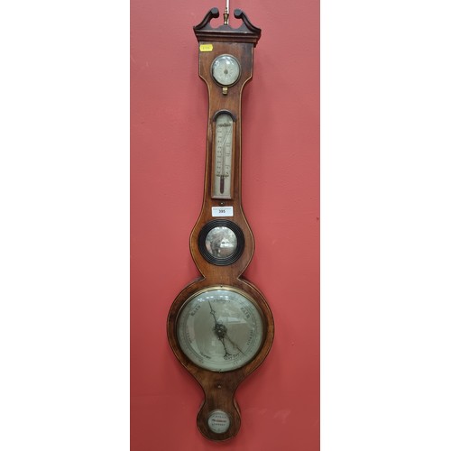 395 - A 19th Century mahogany Banjo Barometer with silvered dial by J. Aprile, Sudbury (R3)