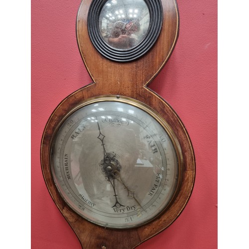 395 - A 19th Century mahogany Banjo Barometer with silvered dial by J. Aprile, Sudbury (R3)