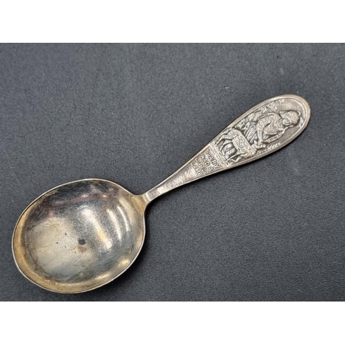 110 - A George V Scottish silver Child's Spoon Mary had a Little lamb, Glasgow 1929, in case, a Thimble, B... 