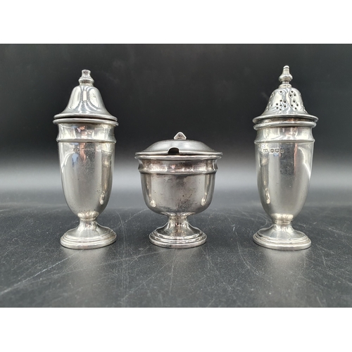 125 - An Elizabeth II silver three piece Condiment Set, Sheffield 1958/61