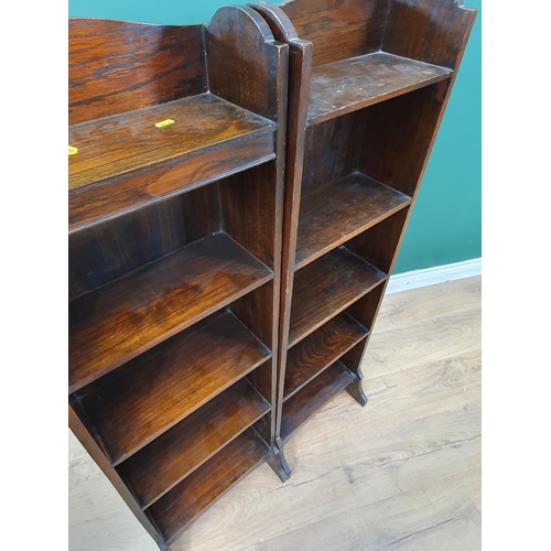 13 - A pair of Heals narrow oak open Bookcases, (one with inset ivorine Heals Disc), A/F 47