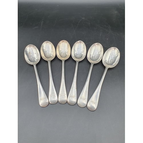 138 - Six Victorian Dessert Spoons old english pattern engraved initials, London 1888, 305gms