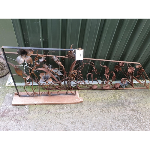 260 - A wrought iron decorative Panel/Stair Rail with Floral, Dragonfly and Spiderweb designs, 22