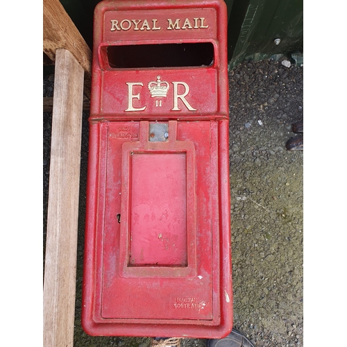 267 - A Royal Mail ER Post Box with Key mounted on black metal stand, 5ft 4