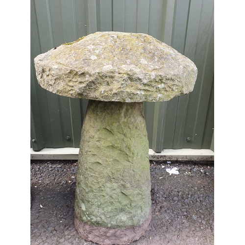 278 - A tall pair of weathered Saddle Stones, 2ft 3