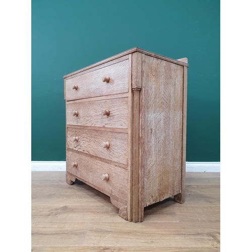 28 - A Heals style Art Deco limed oak Chest of four long Drawers, 2ft 11