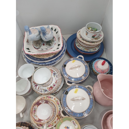 325 - A quantity of China including two Figures of Ducks, two Johnson Bros small Tureens, teaware, etc, (R... 