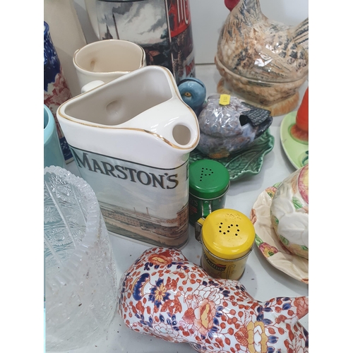 344 - A selection of public houses Water Jugs, a set of six Babycham Glasses, a Hen Tureen, a Duck Tureen,... 