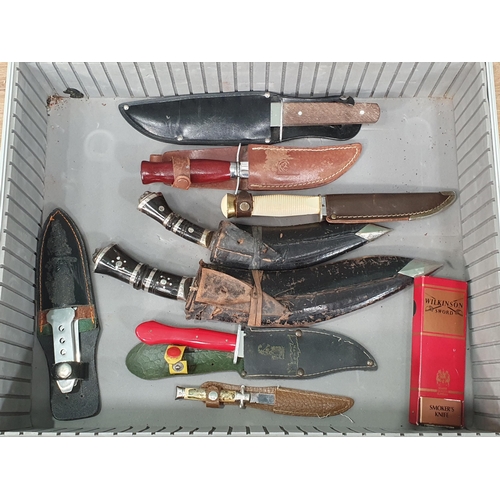 359 - A case of assorted Knives including Bowies, Hunting types and Wilkinson's Smoker's Knife (CAB)