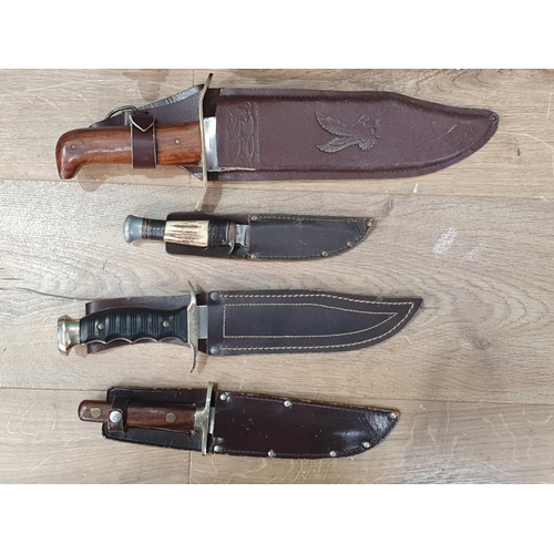 359 - A case of assorted Knives including Bowies, Hunting types and Wilkinson's Smoker's Knife (CAB)