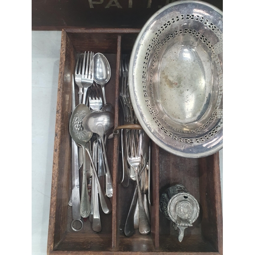 366 - A Cutlery Tray containing a quantity of plated Cutlery, a plated Bowl and a wooden Box and Cover, ma... 