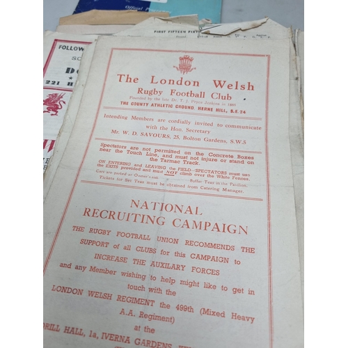 54 - A Collection of 1940's and 50's mainly Welsh Rugby Programmes including internationals, and a Collec... 