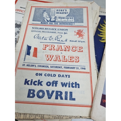 54 - A Collection of 1940's and 50's mainly Welsh Rugby Programmes including internationals, and a Collec... 