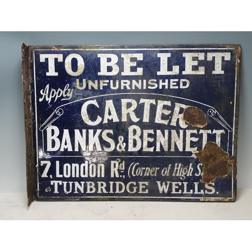 89 - A double sided blue and white Enamel Sign for 