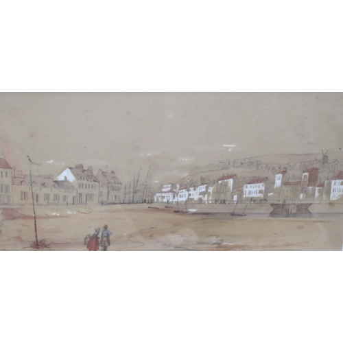 235 - H. MICHRES (?). Boulogne from Cayzecute (?) , indistinctly signed, pencil and watercolour heightened... 