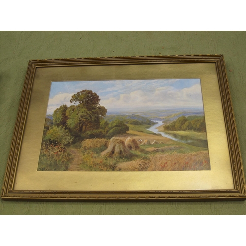 406 - ENGLISH SCHOOL CIRCA 1880. Wooded lake landscapes, oil on board, 6 x 12 in, a pair; two watercolours... 