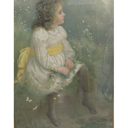 409 - ENGLISH SCHOOL CIRCA 1900. The Flower Girl, oleograph, 30 x 25 in (R1)