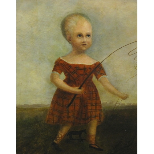 413 - ENGLISH SCHOOL circa 1860. Portrait of a young Boy, in tartan costume,oil on canvas, 20 x 16 in (R3)