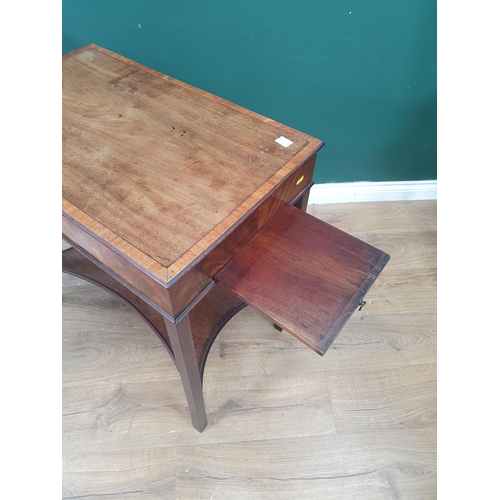 297 - A George III mahogany and crossbanded Ladies' Dressing Table with hinged lid enclosing fitted interi... 