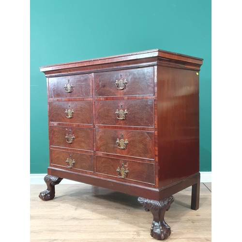 435 - An 18th Century Irish mahogany Chest on Stand, the moulded top above 8 short drawers, raised on a pl... 