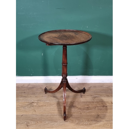 284 - A 19th Century mahogany Pillar Table with dished top on turned column and downswept tripod base