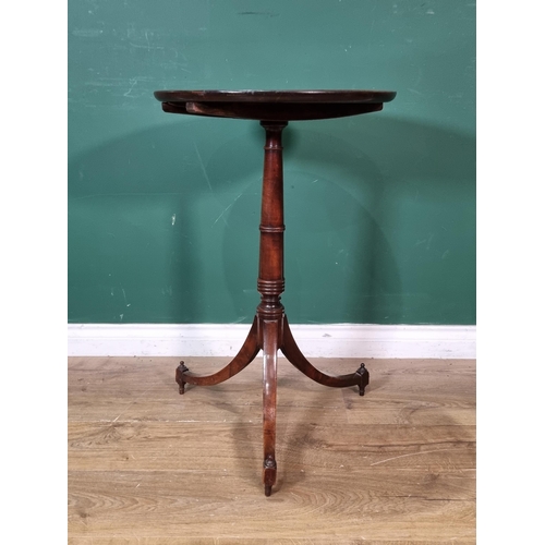 284 - A 19th Century mahogany Pillar Table with dished top on turned column and downswept tripod base