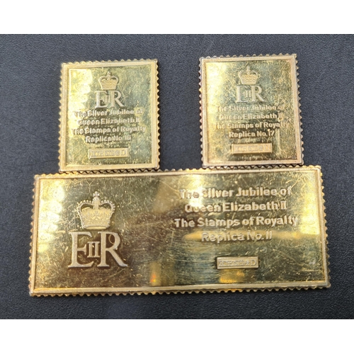 108 - Three silver gilt Replica Stamps commemorating the silver jublilee of Queen Elizabeth II