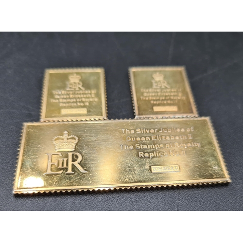 108 - Three silver gilt Replica Stamps commemorating the silver jublilee of Queen Elizabeth II