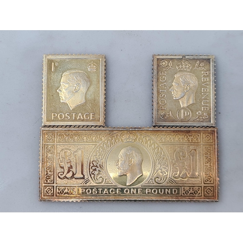 108 - Three silver gilt Replica Stamps commemorating the silver jublilee of Queen Elizabeth II