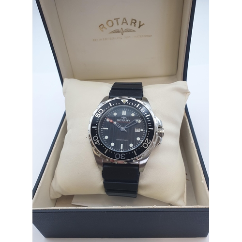 142 - A gentleman's Rotary Aquaspeed Wristwatch the black textured dial with hourly dots and baton markers... 