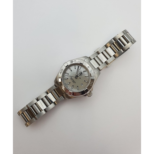 144 - A lady's Tag Heuer Aquaracer quartz Wristwatch the mother of pearl dial with hourly baton markers, s... 