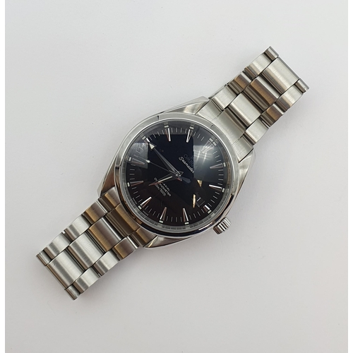 145 - A gentleman's Omega Seamaster Aqua Terra Co-Axial Wristwatch the black dial with hourly chevron mark... 