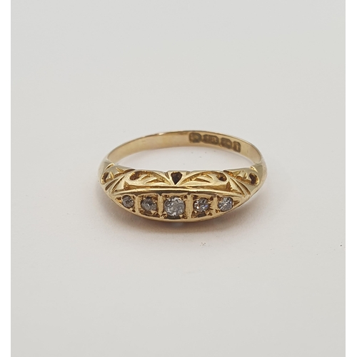 201 - An Edwardian Diamond Ring pavé-set five graduated old-cut stones in 18ct gold, ring size M, approx 2... 