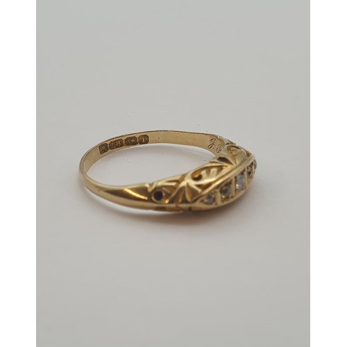 201 - An Edwardian Diamond Ring pavé-set five graduated old-cut stones in 18ct gold, ring size M, approx 2... 