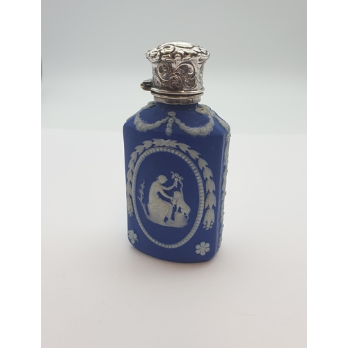 209 - A Victorian Wedgwood jasperware Scent Bottle with white metal mounts, 8cms high