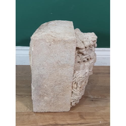 255 - A Keystone/Corbel in the form of a bearded man, possibly limestone, 12in H x 9in W