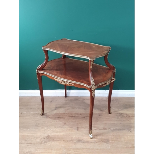 272 - A late 19th Century Kingwood and crossband two tier Etagere with ormolu mounts with shaped supports ... 