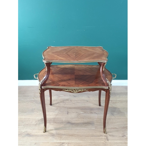 272 - A late 19th Century Kingwood and crossband two tier Etagere with ormolu mounts with shaped supports ... 