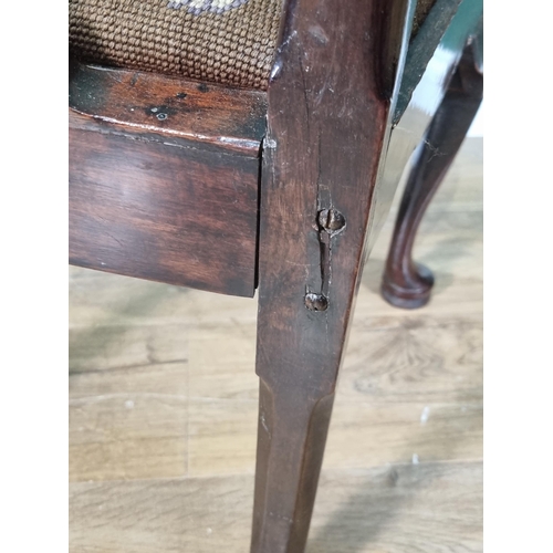 315 - A pair of 18th Century mahogany Side Chairs with pierced splat backs, drop in seats on cabriole supp... 