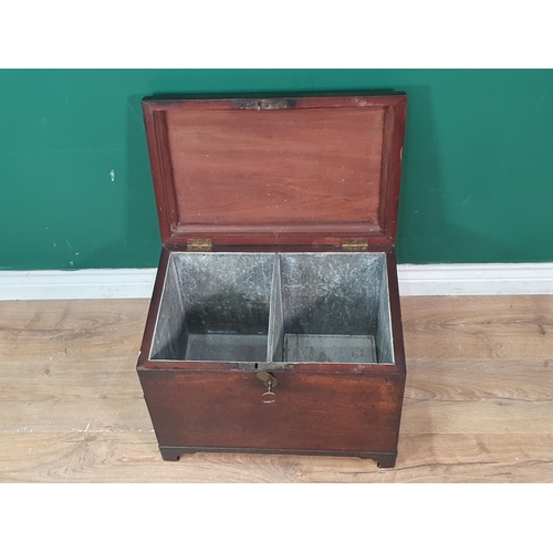 316 - A Georgian mahogany Box with hinged moulded cover, the interior lead-lined and divided into two sect... 